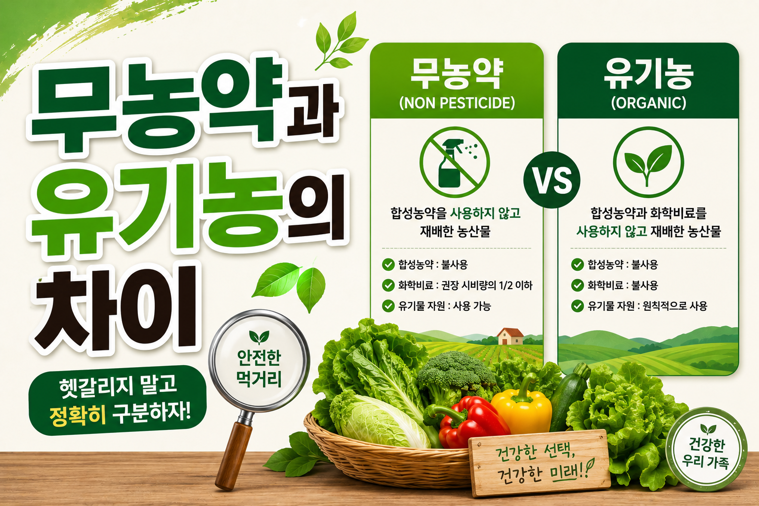 무농약 vs 유기농 비교 썸네일