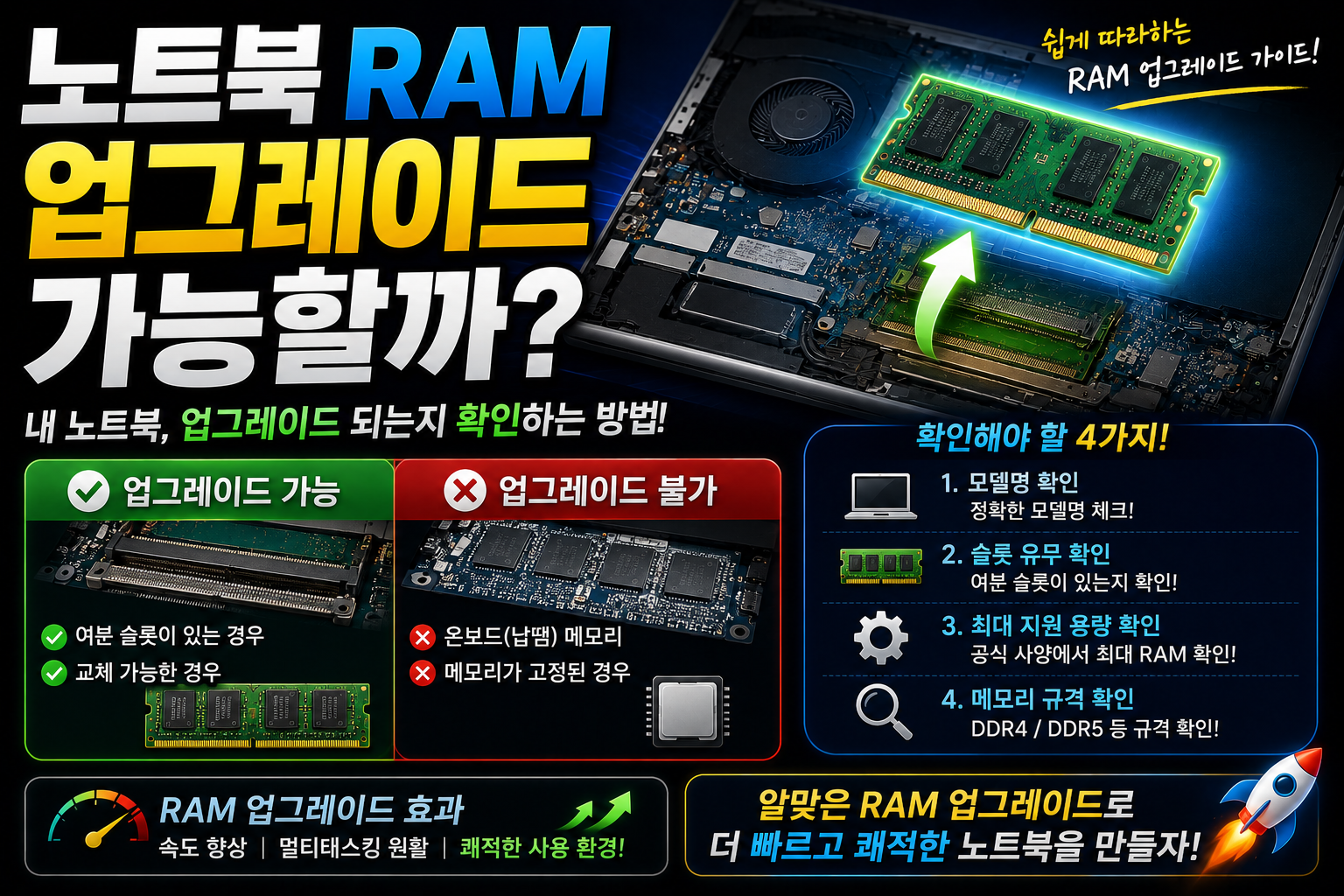 노트북 RAM 업그레이드 가이드 썸네일