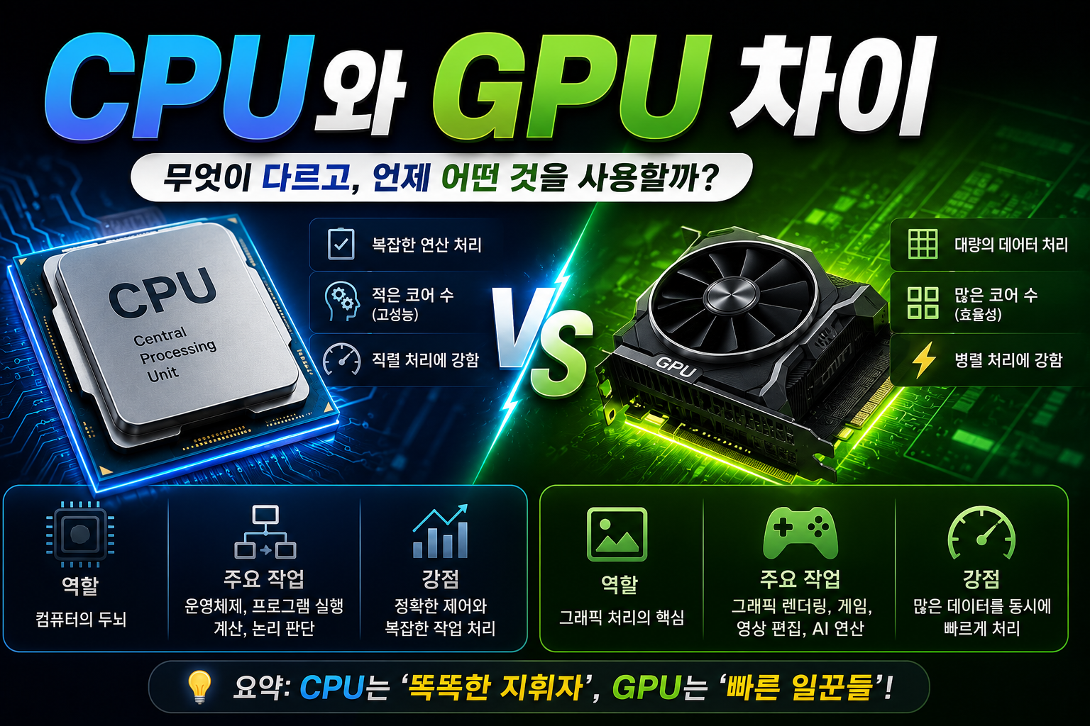 CPU와 GPU 비교 인포그래픽 썸네일