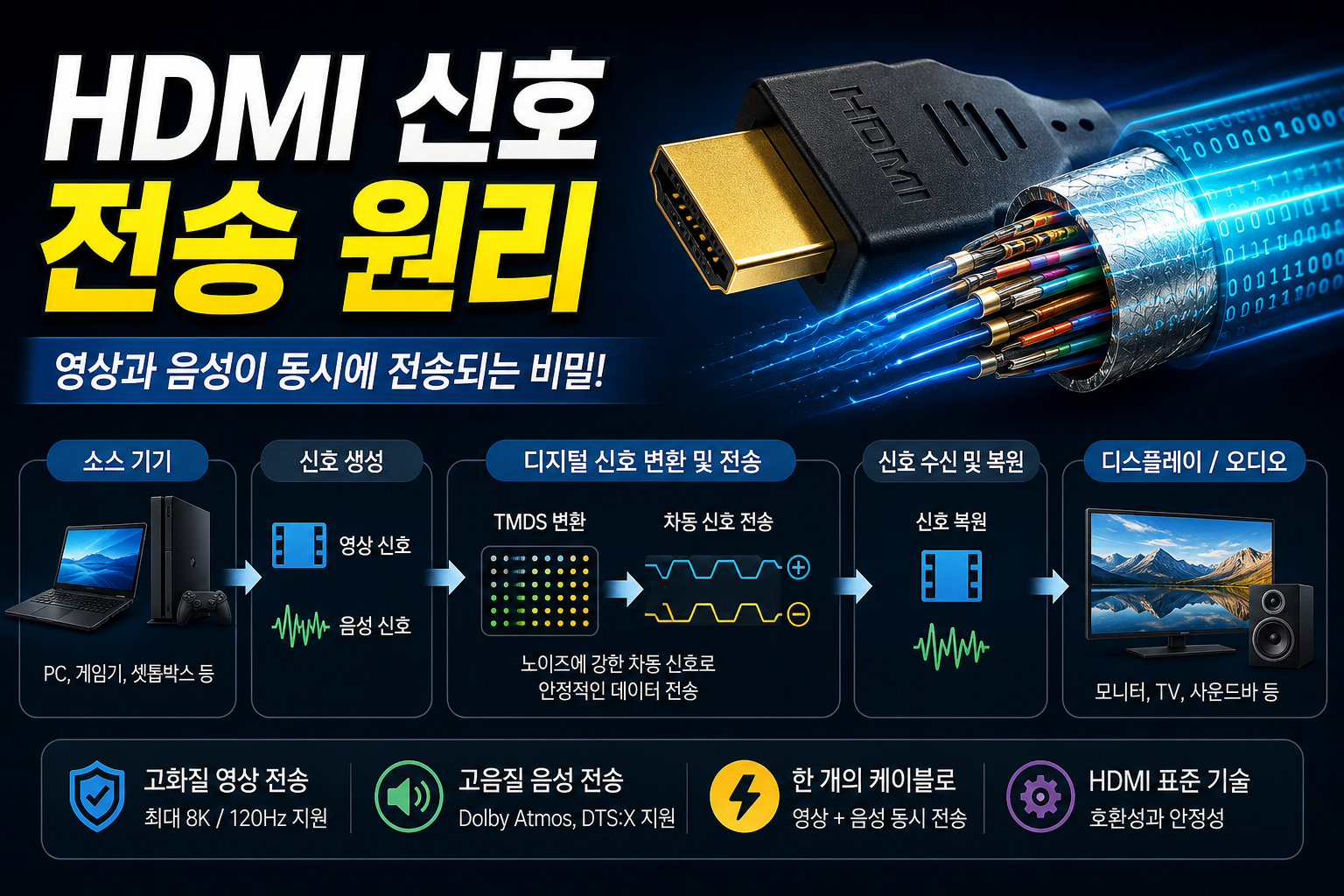 HDMI 신호 전송 원리 인포그래픽 썸네일