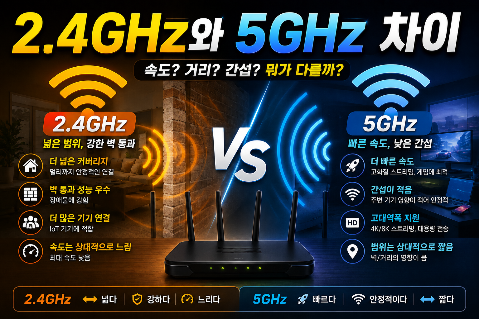 2.4GHz와 5GHz 차이 비교 인포그래픽 썸네일