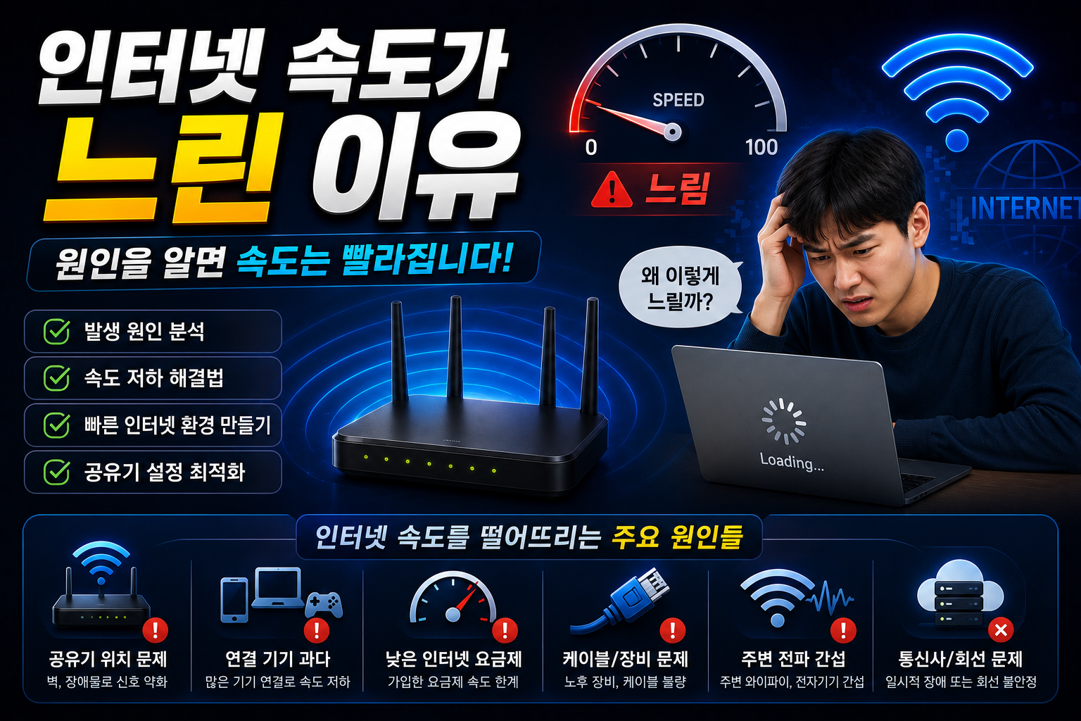 느린 인터넷 속도 원인과 해결법 썸네일