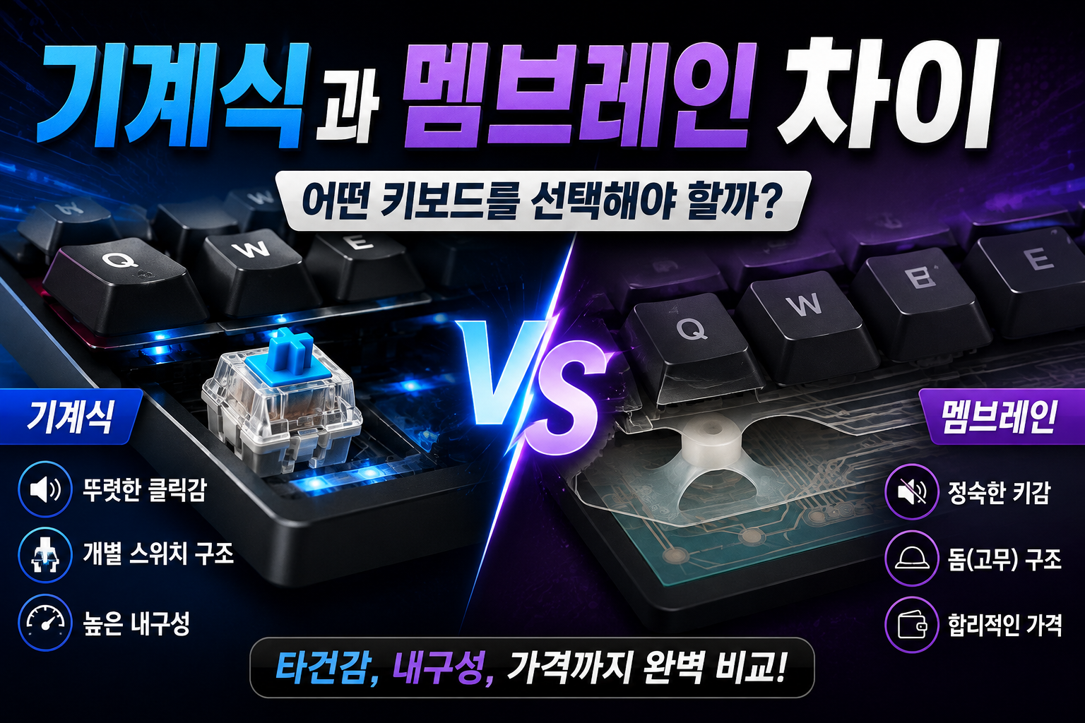 기계식 vs 멤브레인 키보드 비교 썸네일