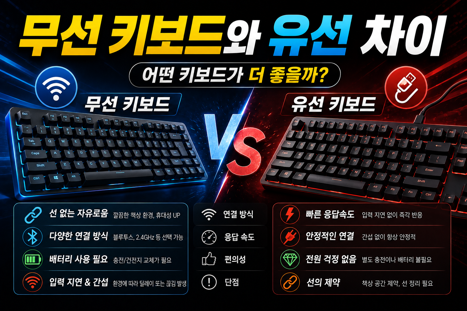 무선과 유선 키보드 비교 대결 썸네일