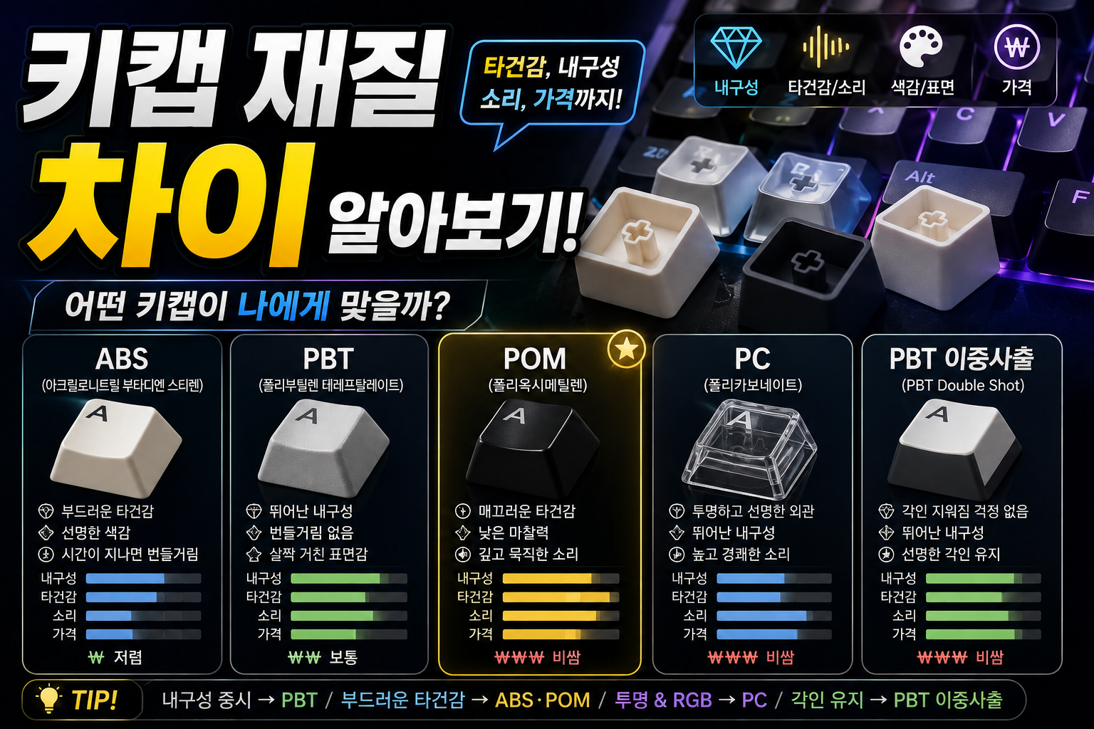 키캡 재질 비교 인포그래픽 썸네일