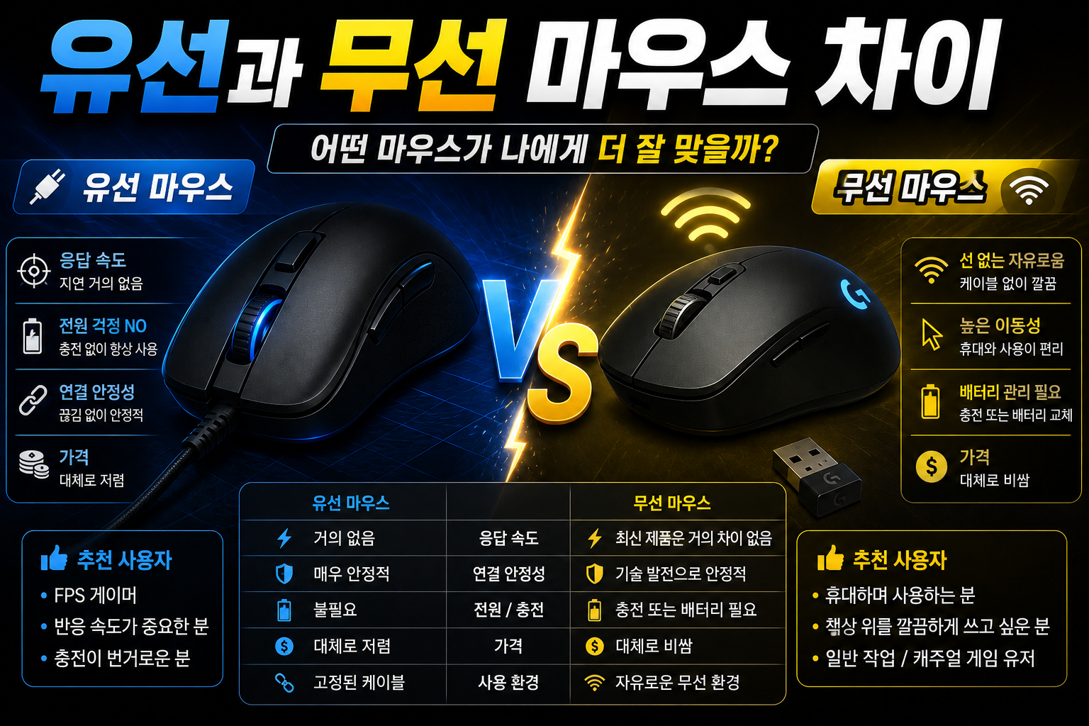 유선과 무선 마우스 차이 썸네일